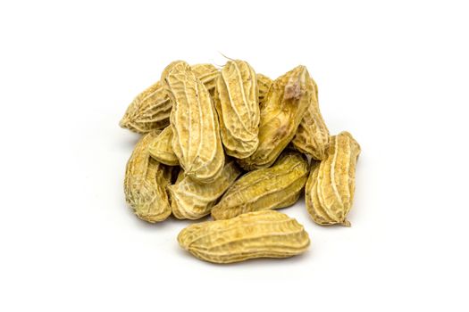 Stack boil peanuts isolated on white background