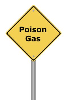 Yellow warning sign with the text Poison Gas.