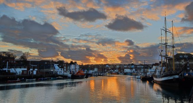 Dorset weymouth harbour at sunset, England, UK