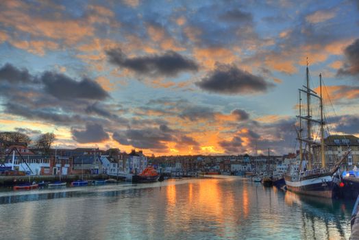 Dorset weymouth harbour at sunset, England, UK
