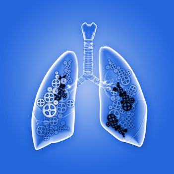 Human lungs with mechanisms. Health and medicine