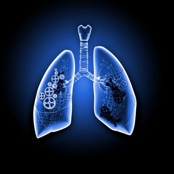 Human lungs with mechanisms. Health and medicine