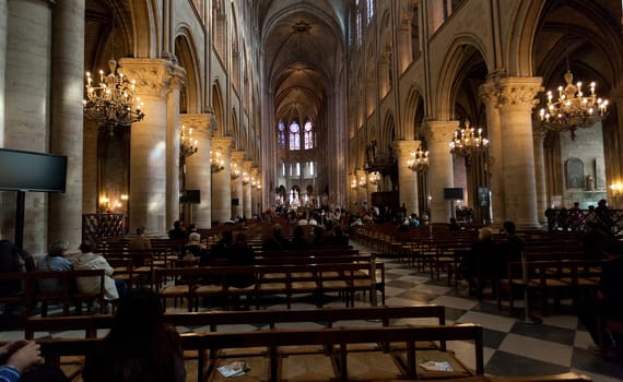 PRAGUE,CZECH REPUBLIC - JUNE 11: Interior of Saint Vitus Cathedral within Castle of Prague ,Czech Republic, June 11, 2012. Height of a cathedral is 124 meters, was under construction within 600 years