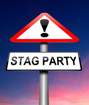 Illustration depicting a sign with a stag party concept.