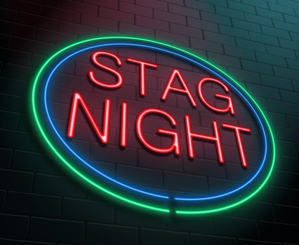 Illustration depicting an illuminated neon sign with a stag party concept.