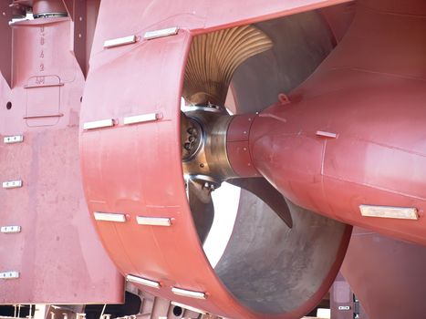 propeller and rudder of ship on shipway