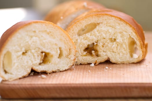 White bread loaf sliced ������on the board