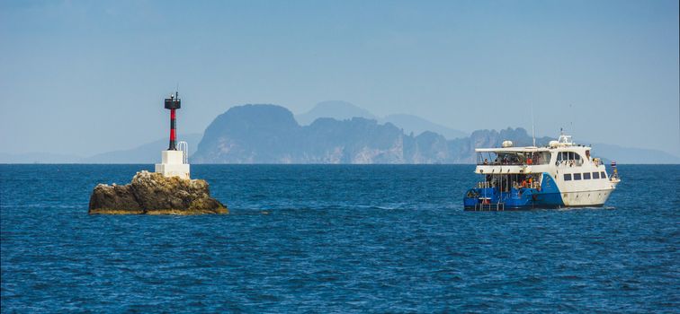 Lighthouse near the island of Phi Phi in Thailand