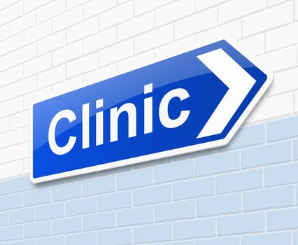Illustration depicting a sign directing to clinic.