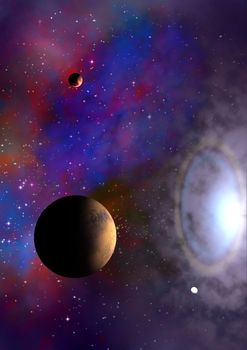 Far-out planets in a space against stars. "Elements of this image furnished by NASA".