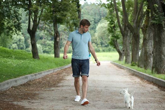 Young man running with your dog