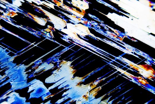 Micro Crystals of Sulfur in polarized Light