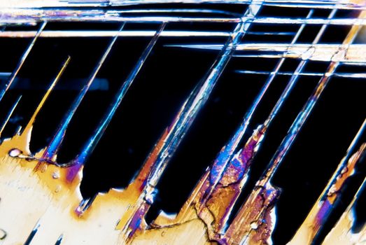 Micro Crystals of Sulfur in polarized Light