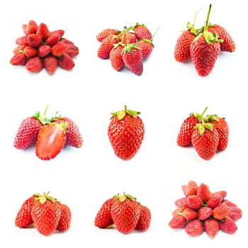 Set of strawberry on white background
