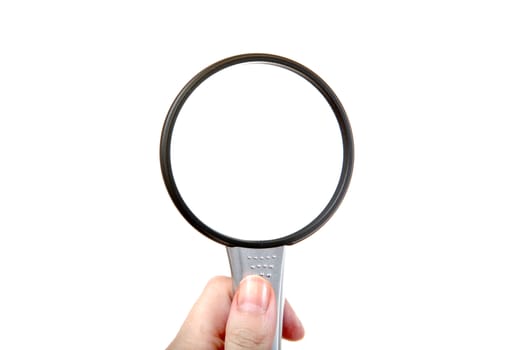 Loupe in a Hand Isolated on the white background
