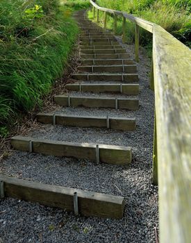 Steep stairs on a footpath