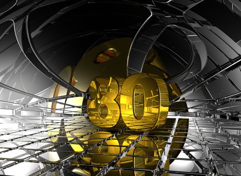 number eighty in abstract futuristic space - 3d illustration