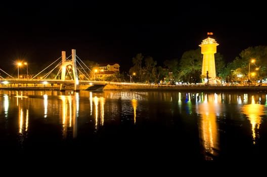 Water Tower - Symbol of Phan Thiet at Night. Southeastern Vietnam.