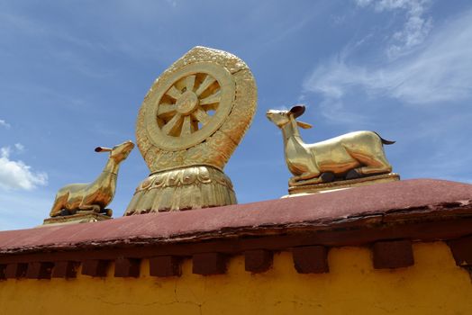 Landmark of Golden roof of a lamasery in Lhasa,Tibet