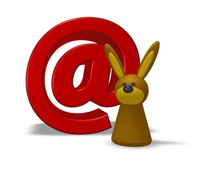 email symbol and easter bunny on white background - 3d illustration