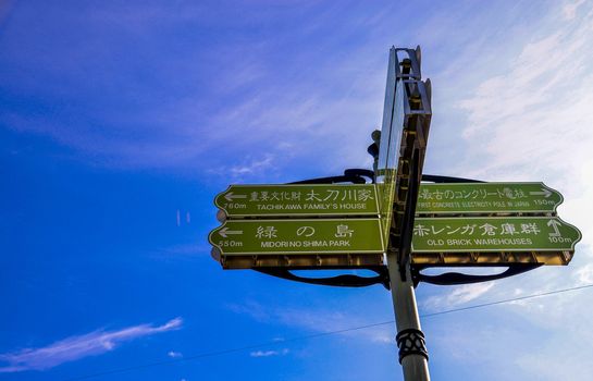 Sign post in Hakodate Japan