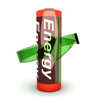 3D rendered Illustration. Isolated on white. An AA Battery.