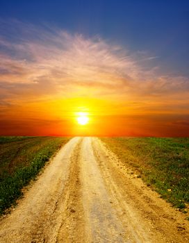 sunset over rural road