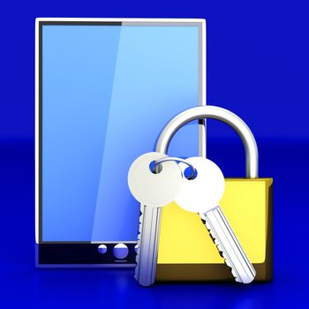 A secure Tablet PC. 3D rendered illustration.