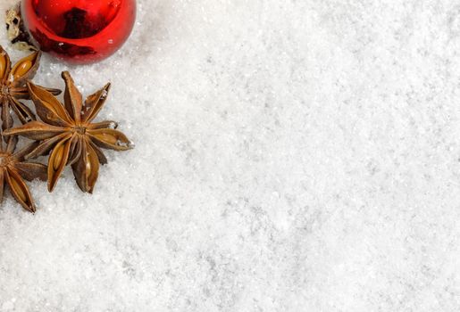 Christmas decorations in the snow