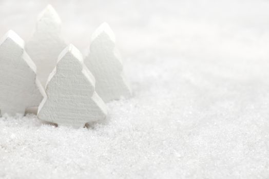 White Christmas tree deco in the snow