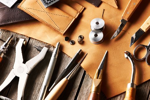 Leather crafting tools still life