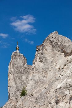 Cave temple in Divnogorsky Sacred Uspenskom a man's monastery against the sky