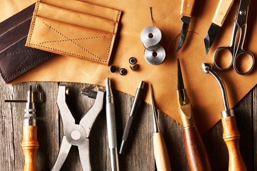 Leather crafting tools still life