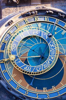 Astronomical clock in Prague, the Czech Republic, a close up