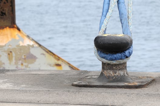 Rusty Mooring on a Pier , in Canary Islands, Spain