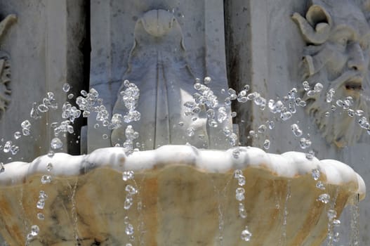 Water Splashing out of a Marble Fountain in Santa Cruz de Tenerife, Spain