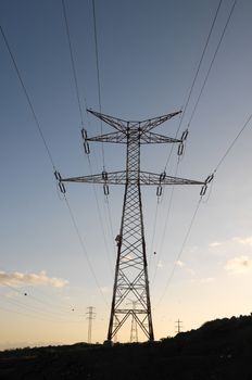 Electricity Pole over a Blue Sky in Spain