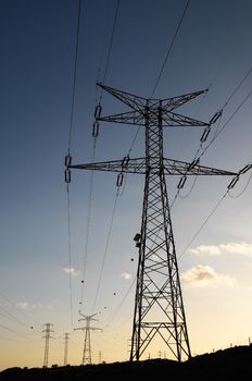 Electricity Pole over a Blue Sky in Spain