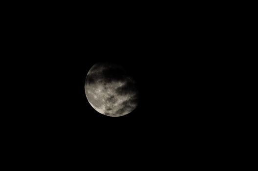 Almost Full Moon over a Dark Black Sky