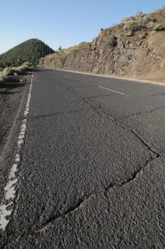 One Lonely Road in the Desert in Tenerife, Spain