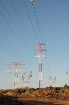 Electricity Pole over a Blue Sky in Spain