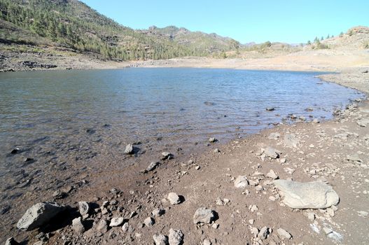 Lake Edge near the Desert In Gran Canaria Island, Spain