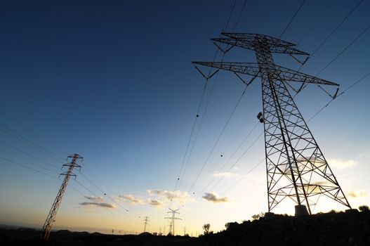 Electricity Pole over a Blue Sky in Spain