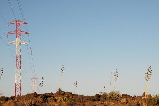 Electricity Pole over a Blue Sky in Spain