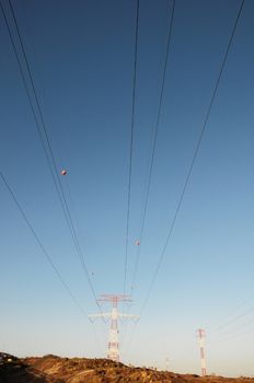 Electricity Pole over a Blue Sky in Spain