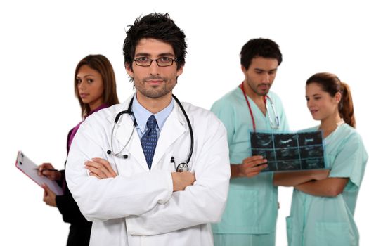 Doctor and his medical team