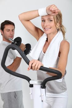 Couple working out