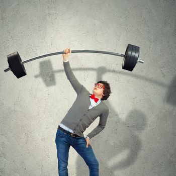 Weight Lifting businessman with a red tie. illustration