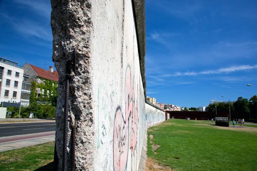 Berlin Wall Memorial with graffiti. The Gedenkstatte Berliner Mauer 