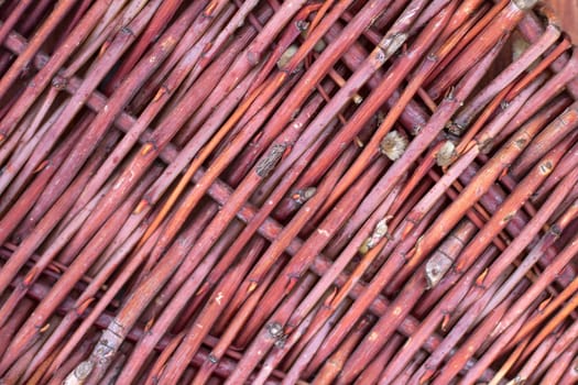 close up of a willow wattle fence